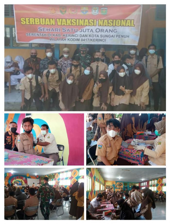 SISWA-SISWI MAN 2 SUNGAI PENUH MELAKSANAKAN VAKSINASI TAHAP 1