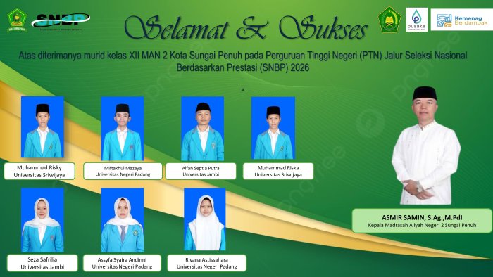 Membanggakan, Siswa MAN 2 Sungai Penuh Lulus SNBP 2026
